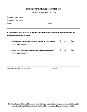 Berkeley School District Home Language Survey