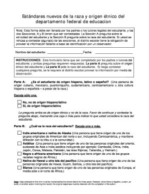 Formulario de Información Étnica y Racial del Estudiante