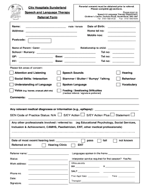 Speech and Language Therapy Referral Form