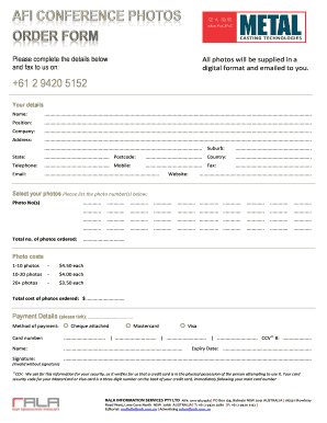 Photo Order Form