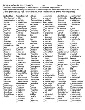 Bird List for Salt Lake County