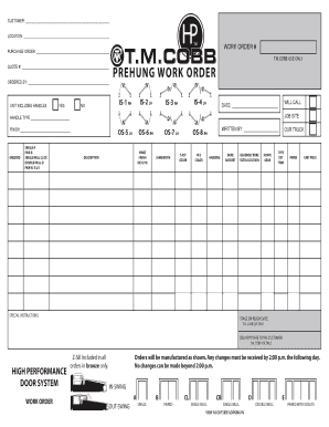 T.M. Cobb Door Work Order Form
