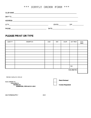 Supply Order Form