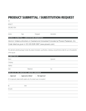 Product Submittal/Substitution Request