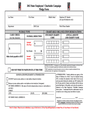 2013 State Employees’ Charitable Campaign Pledge Form