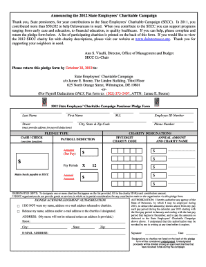 2012 State Employees’ Charitable Campaign Pledge Form