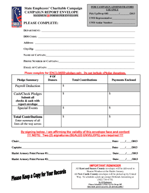 State Employees Charitable Campaign Report Envelope