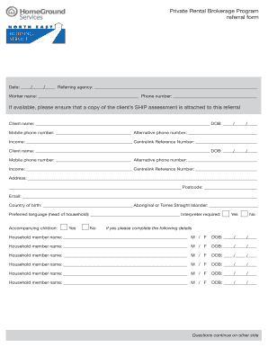 Private Rental Brokerage Program Referral Form