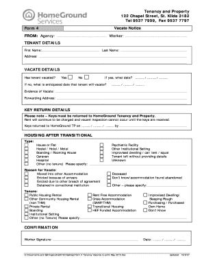 Form 4 Tenancy Vacate Notice