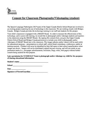 Consent for Classroom Photography/Videotaping