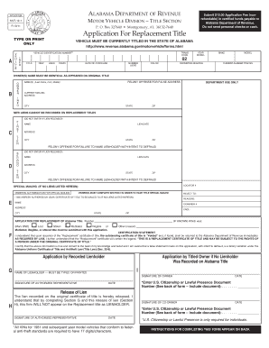 Alabama Replacement Title Application