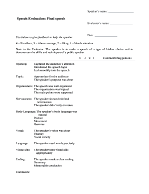 Speech Evaluation Form
