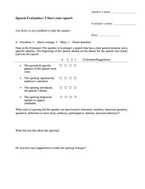 Speech Evaluation Form