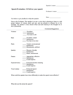 Speech Evaluation Form