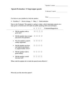 Speech Evaluation Form