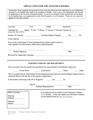 Master's Degree Application Form