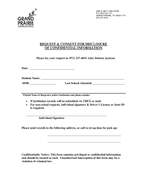 Request and Consent for Disclosure of Confidential Information