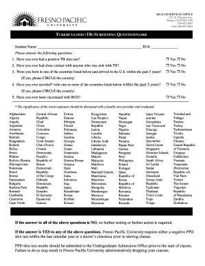 Tuberculosis (TB) Screening Questionnaire