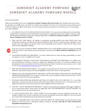 Free and Reduced-Price School Meals Application