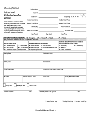 Jefferson County Public Schools Student Withdrawal Form