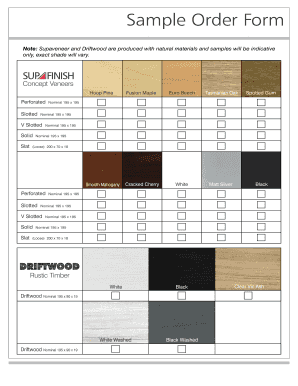 Order Form for Supawood Veneers