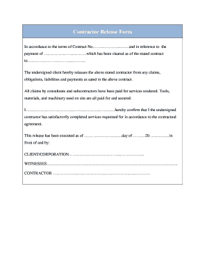 Contractor Release Form