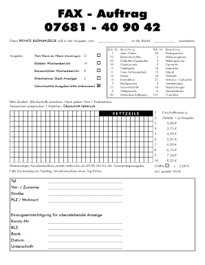 FAX - Auftrag