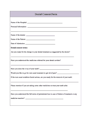 Dental Consent Form - Sample Templates