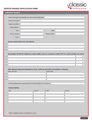 Debtor Finance Application Form