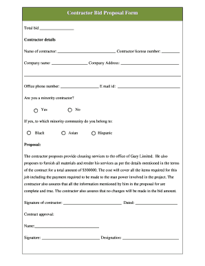 Government bid proposal template - Contractor Bid Proposal Form - Sample Templates