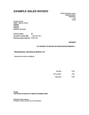 EXAMPLE SALES INVOICE - Sample Templates