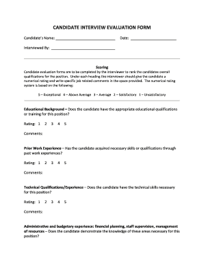 editable interview evaluation form sample fill print microsoft candidate interest form