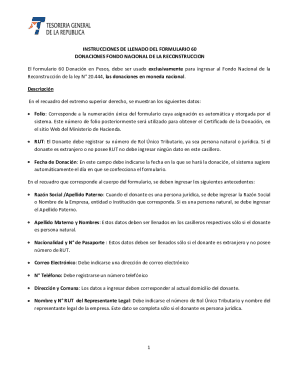 Formulario 60 Donación en Pesos