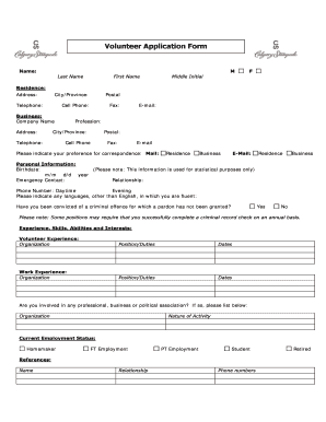 Volunteer Application Form
