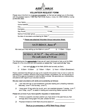 Volunteer Request Form