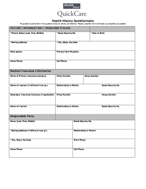 Health History Questionnaire