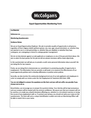 Equal Opportunities Monitoring Form