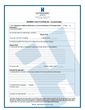 Request for Additional Restrictions on Use and Disclosure of Protected Health Information