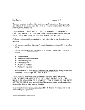 School Medication Administration Permission Form
