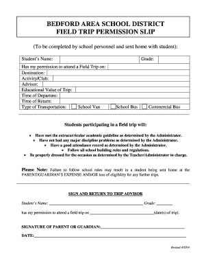 Field trip permission form - bedfordasd