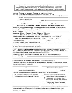 Request for Accommodation by Persons with Disabilities