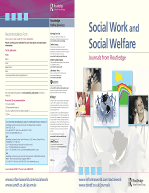 Routledge Social Work Journal Recommendation Form