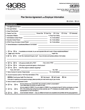 GBS Health Plans Service Agreement