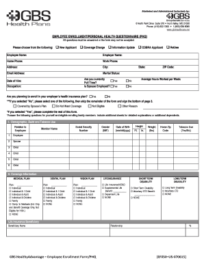 Employee Enrollment Health Questionnaire