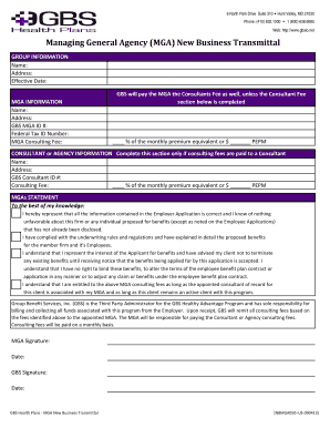 MGA New Business Transmittal Form