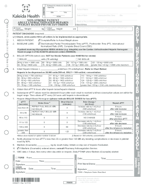 Adult Unfractionated Heparin Order Form
