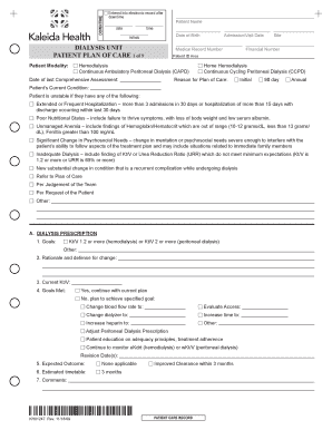 Patient Plan of Care for Dialysis