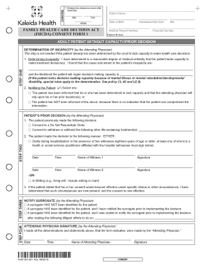FHCDA Consent Form for Adult Patient Without Capacity
