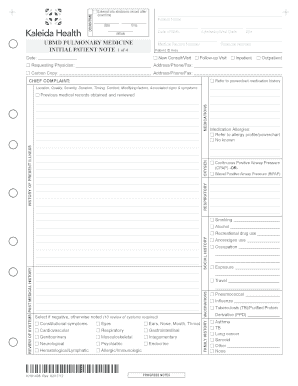 Initial Patient Note for Pulmonary Medicine