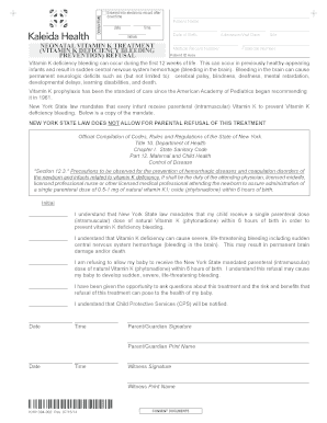 New York Vitamin K Treatment Refusal Form